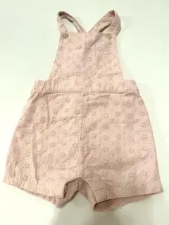 プチバトー　ピンク刺繍　オーバーオール 12M