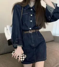 DAY CLOSET レディース セパレート風デニムワンピース ミニのサムネイル