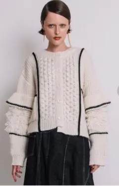 みるみる様　AULA AILA フリンジデザインアイボリーニットカーディガン