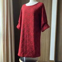 レッド ひざ丈ワンピース