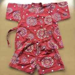 赤い花火模様 甚平セット　120
