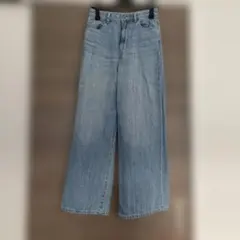 GU ワイドデニムパンツ ライトブルー　M