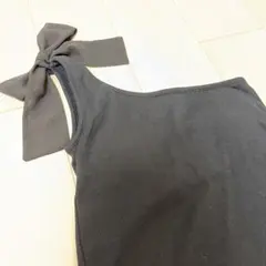 ブラック ワンショルダー ニットワンピース