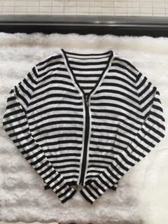 ストライプ ジッパー付きカーディガン