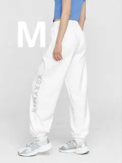 XEXYMIX レタリングロゴ入り ルーズフィット ジョガーパンツ 白　美品