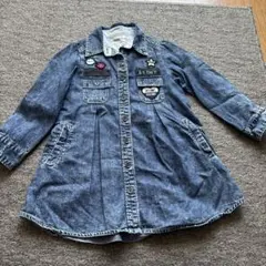 デニム刺繍パッチ付きワンピース　100