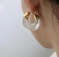 ゴールド クリア ピアス ジュエリー ブライダル アクセサリー 韓国