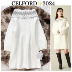 新品✨️フェアアイルニットミニワンピース セルフォード 2024 ホワイト