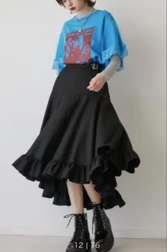 jouetie クレイジーチェックフリルスカート　ブラック