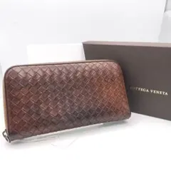 ボッテガヴェネタ　長財布　財布　ウォレット　ラウンドジップ　ブラウン