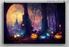 ハロウィン かぼちゃの森 タペストリー 1.8x1.2m