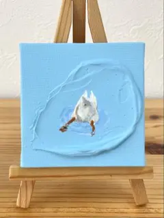 【yesudio】テクスチャーアート 水に潜るアヒル アクリル絵画