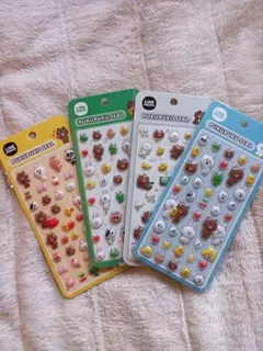 正規品　ラインフレンズ　LINEFRIENDS　ぷくぷくシール　4種セット