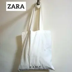 ZARA トートバッグ ホワイト ロゴ シンプル モノトーン エコバッグ