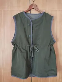 SM2 サマンサモスモス キルティング リボン ベスト リバーシブル オリーブ