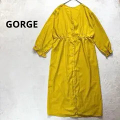 【ゴージ】FREE 長袖シャツワンピース Vネック　イエロー