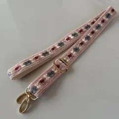 インド刺繍リボンスマホショルダー　パステルピンク