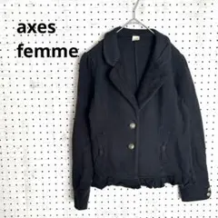 アクシーズファム ジャケット フリル裾 ボタン装飾裏レース（M）ブラック 綿素材