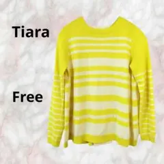 Tiara イエローとホワイトのストライプ長袖春物ニットFのサムネイル
