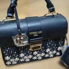 [未使用品]Nicole Lee 花柄ショルダーバッグ 黒