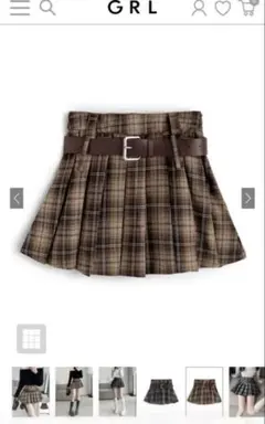 ❤️GRL❤️ベルト&インパン裏地付きチェック柄プリーツミニスカート[ks168]
