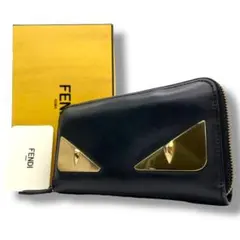 美品　フェンディ　m5 モンスター　バグズアイ　ラウンドファスナー　長財布　本革