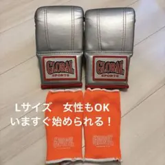GLOBAL SPORTSのボクシンググローブ　シルバー　インナーサポーター付き