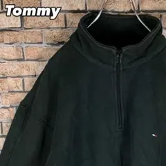 希少☆ L トミーヒルフィガー ハーフジップ スウェット 刺繍ロゴ 袖ロゴ