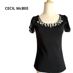 CECIL McBEE セシルマクビー　ビジュー付き　半袖　ティシャツ　黒　M