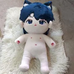 猫耳の青い髪のぬいぐるみ　ジャンボサイズ44センチ