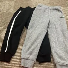 裏起毛ロングパンツ 2点セット ブラック グレー　100センチ