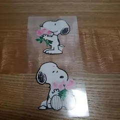 スヌーピー 花を持つシール 2枚セット