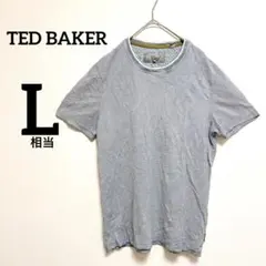 TED BAKER ストライプ　ライトブルー 半袖Tシャツ【L】デニム風　古着のサムネイル