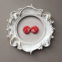 EW-1 七五三　和装　着物リメイク　イヤリング　赤　レース　髪飾り　753