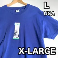 エクストララージ ビンテージTシャツ Lサイズ ブルー ロゴプリント 半袖