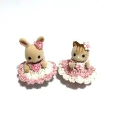 シルバニアファミリー ハンドメイド赤ちゃんドレス キラキラピンク478