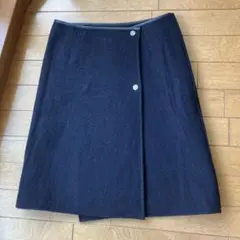 ネイビー無地とネイビーグリーンタータンチェック　リバーシブル巻きスカート