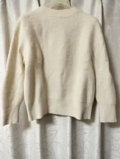 PLST アイボリー 羊毛 カシミア リブ編みニット M