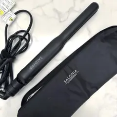 美品 SALONIA ストレートヘアアイロン15mm ブラック 専用耐熱ポーチ付