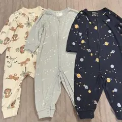 H&M コットンカバーオール ロンパース 3枚セット 9Mサイズ74