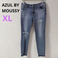【アズール】AZUL BY MOUSSY スキニーデニム ダメージ リペア　XL