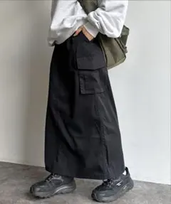 CPCM ツイルカーゴスカート ブラック TM