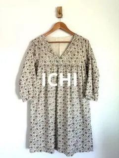 ［美品］日本製　イチ/ichi 花柄チュニック 綿麻 ワンピース タックのサムネイル