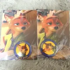ズートピア ニック 缶バッジ&ポストカード キディランド 特典 Disney - キデイランド ズートピア ニック ノベルティ 缶バッジ 缶