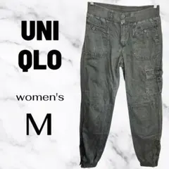 【UNIQLO】テーパードジョガーパンツ　総ゴム　裾リブ　ジッパー　グレー　M
