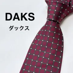 ダックス DAKS ネクタイ チェック柄 格子柄 シルク 日本製 えんじ色のサムネイル