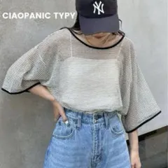 チャオパニックティピー　シアーレースボーダーリンガーTEE