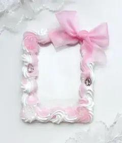 ホイップデコ　B8硬質トレカケース　ピンク　白　ミックス　リボン