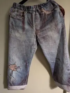 TATA 転写デニム スゥエット七分丈パンツ