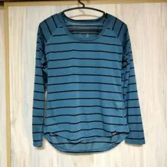 Patagonia 青と黒のストライプ長袖Tシャツ